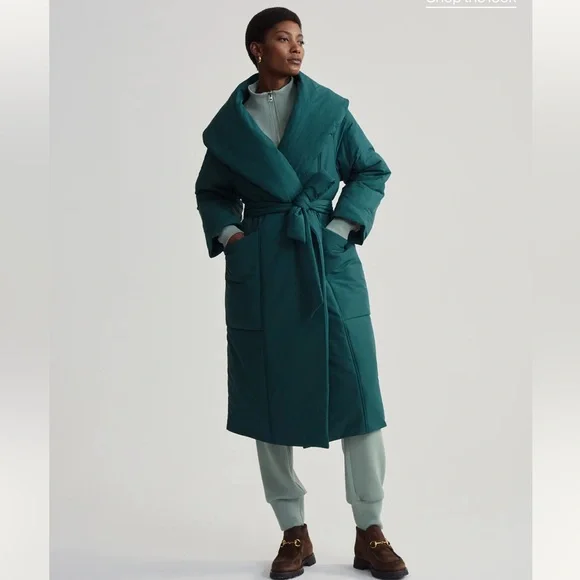 Varley Ana Long Wrap Puffer Coat — Coniser color— NWT — S/M - Picture 6 of 14